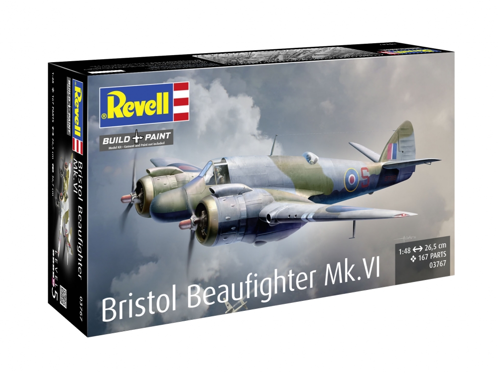 Assembly model, Revell, Bristol Beaufighter Mk. VI fighter plane, 200 parts