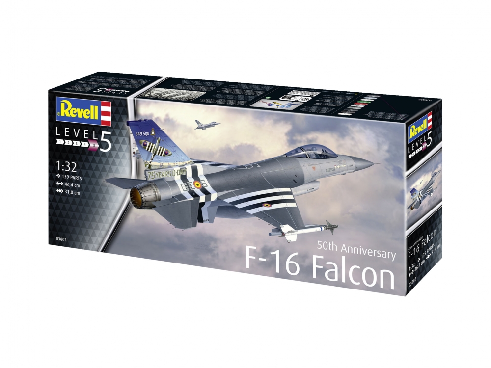 Assembled model, Revell, F-16 Falcon 50th anniversary, 150 parts