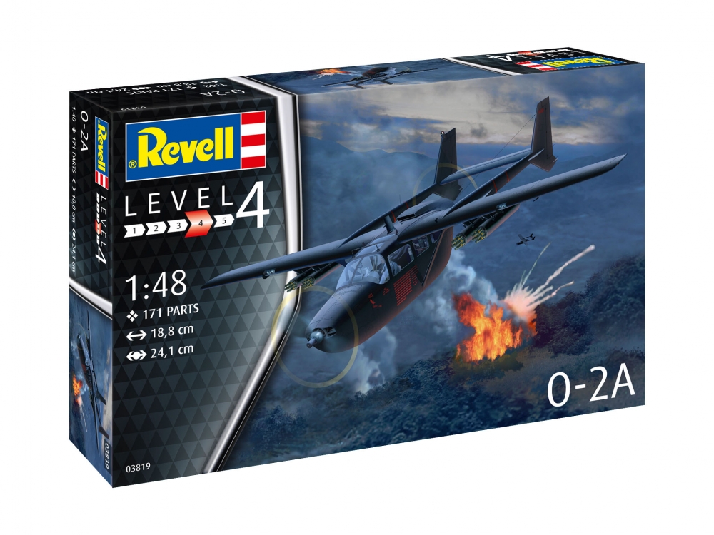 Prefab model, Revell, American reconnaissance aircraft, O-2A Skymaster, 171 parts