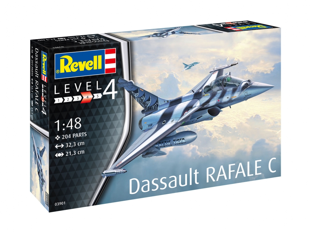 Assembly model, Revell, Dassault Aviation Rafale C fighter jet, 204 parts