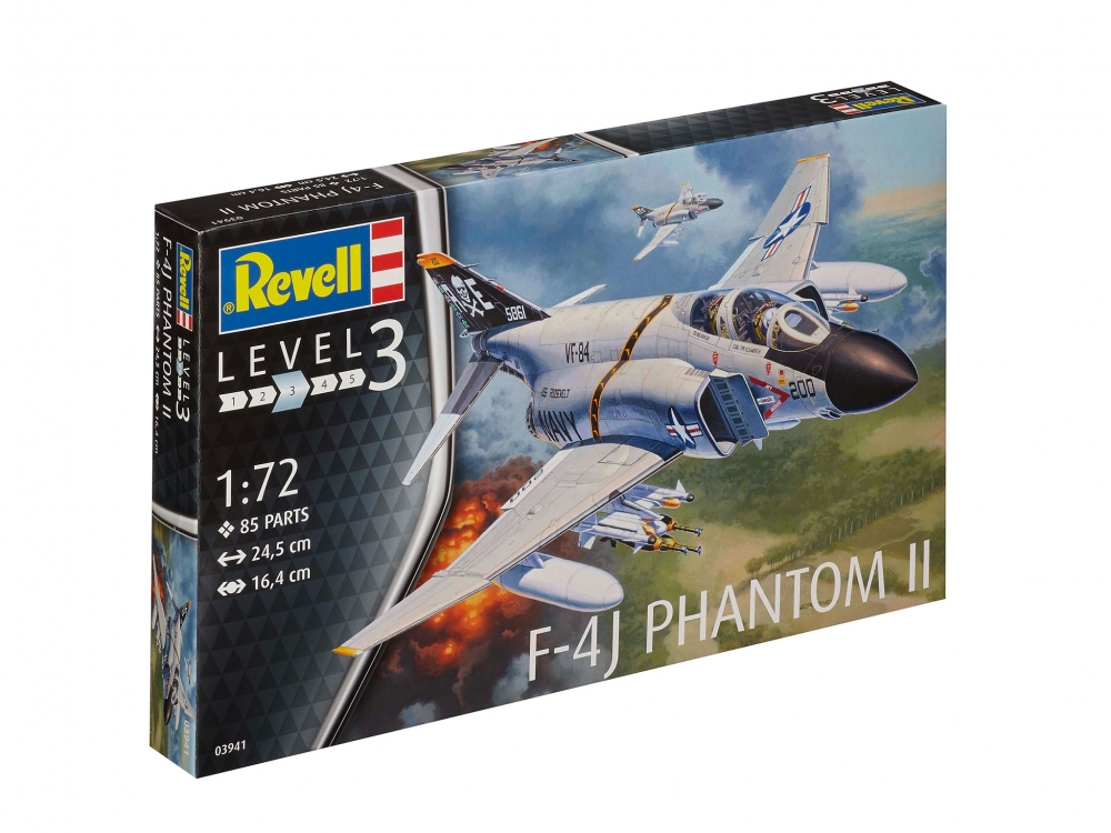 Assembly model, Revell, F-4J Phantom II fighter jet, 85 parts