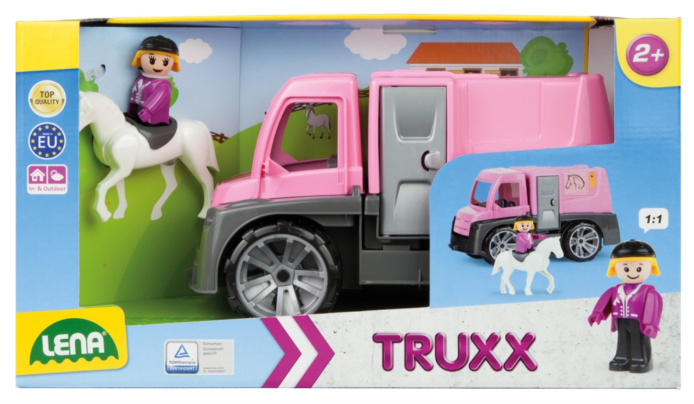 Toy cart, Lena, Horse transport truck with accessories, Truxx 29 cm