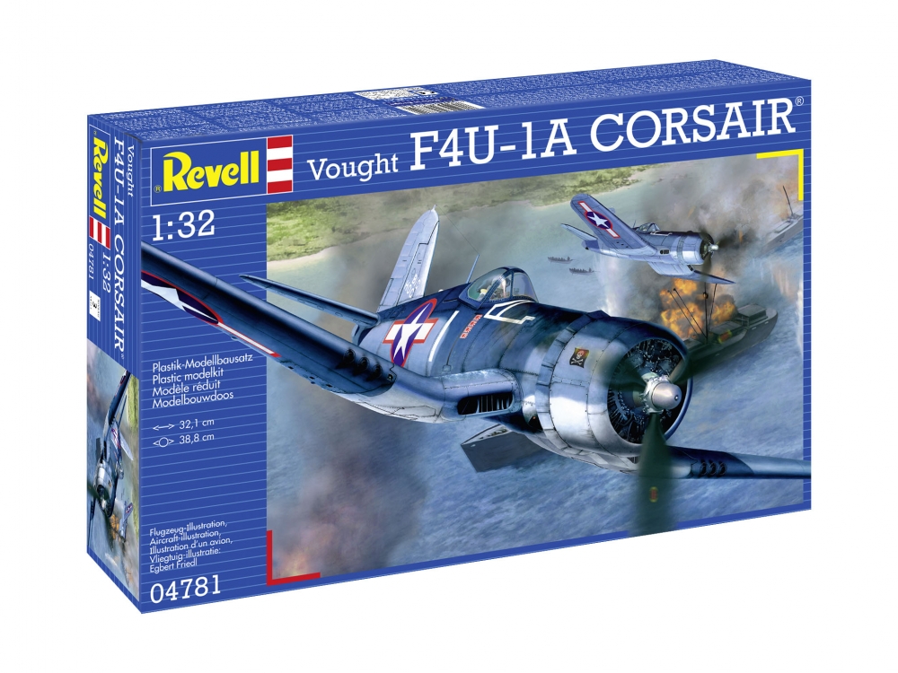 Assembly model, Revell, Vought F4U-1A CORSAIR fighter, 68 parts