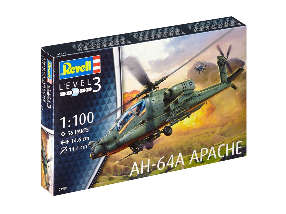 Assembly model, Revell, AH-64A Apache Helicopter, 56 parts