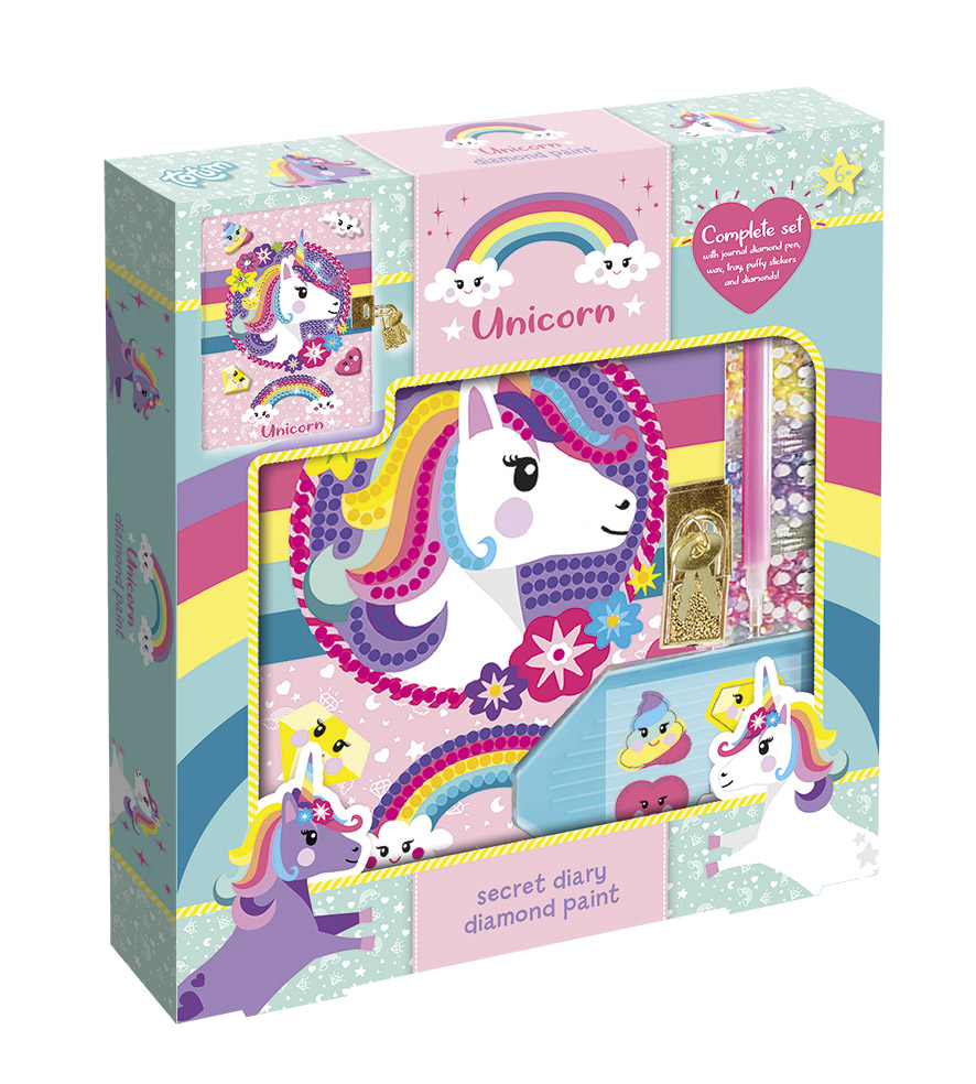 Creative Kit, Totum, Decorate DIY Secret Diary with Diamonds, Unicorn