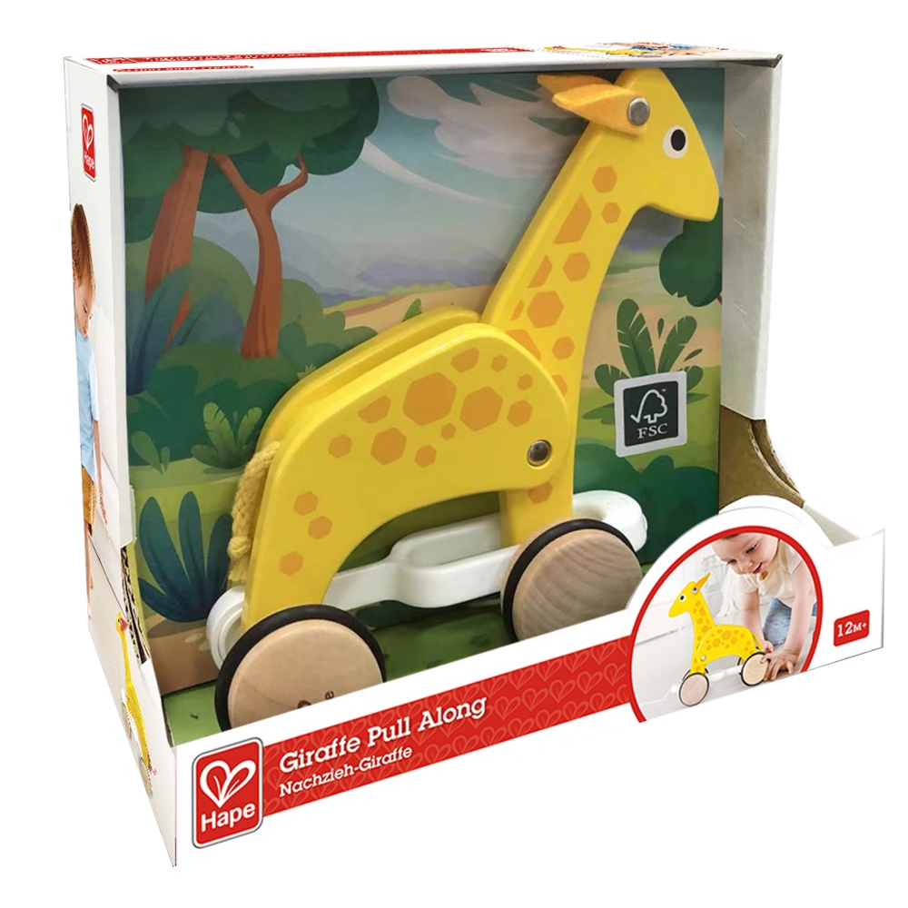 Wooden pull toy, Hape, Giraffe, 24 x 11 x 20 cm