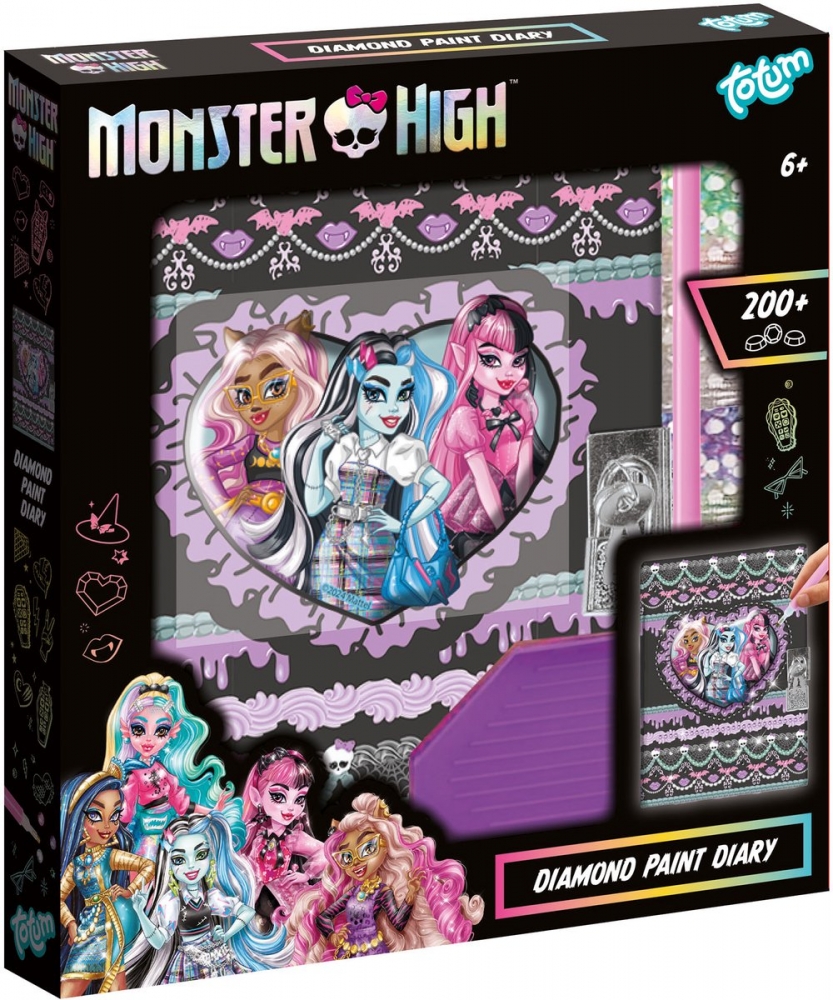 Creative kit, Totum, Monster High, Decorate your own secret diary with diamonds