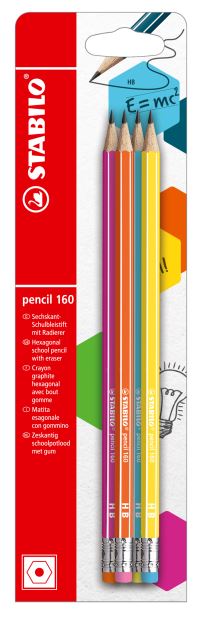 Graphite pencil set, Stabilo, 160 RT HB, Blister 4 pcs. black