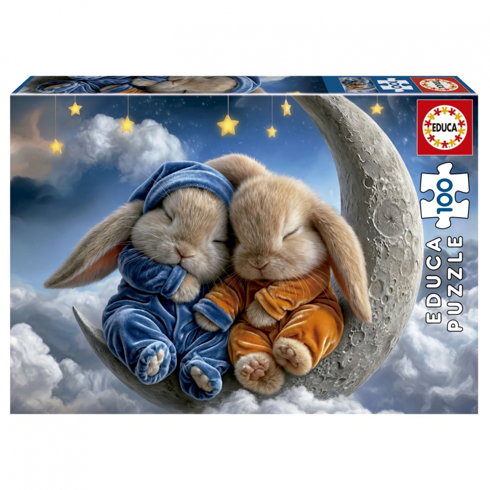 Puzzle, Educa, Sleeping Bunnies, 100 pieces