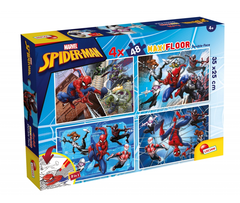 Puzzle, Lisciani, Spiderman, Double-sided puzzle 4 x 48 pieces