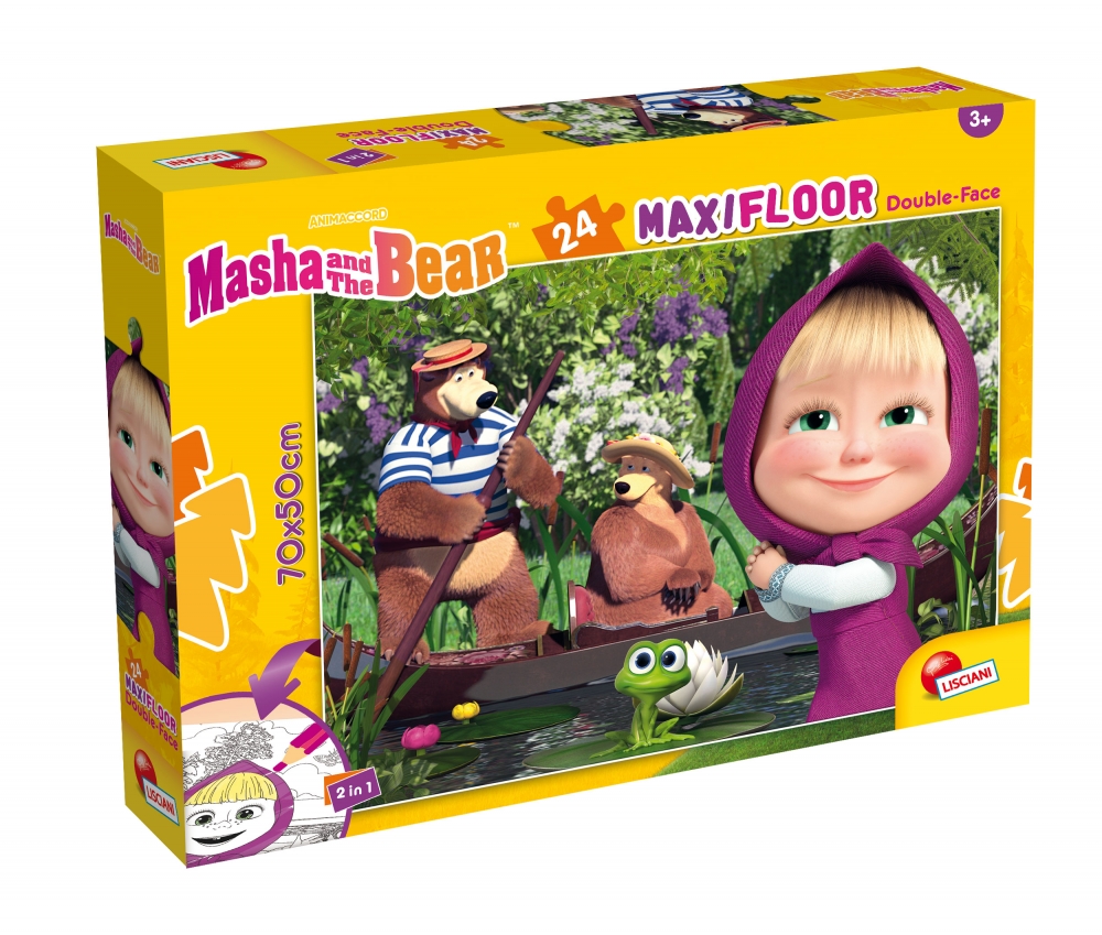 Puzzle, Lisciani, Masha and the Bear, Two-Faced Puzzle 24 Pieces