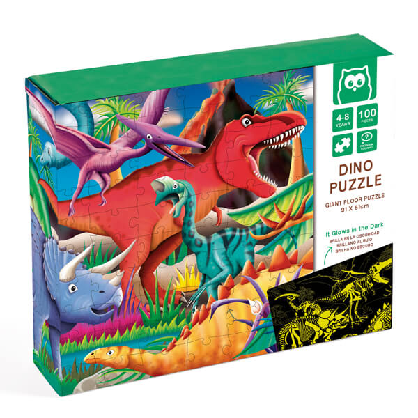 Puzzle, Eurekakids, Phosphorescent Dinosaurs, 100 pieces