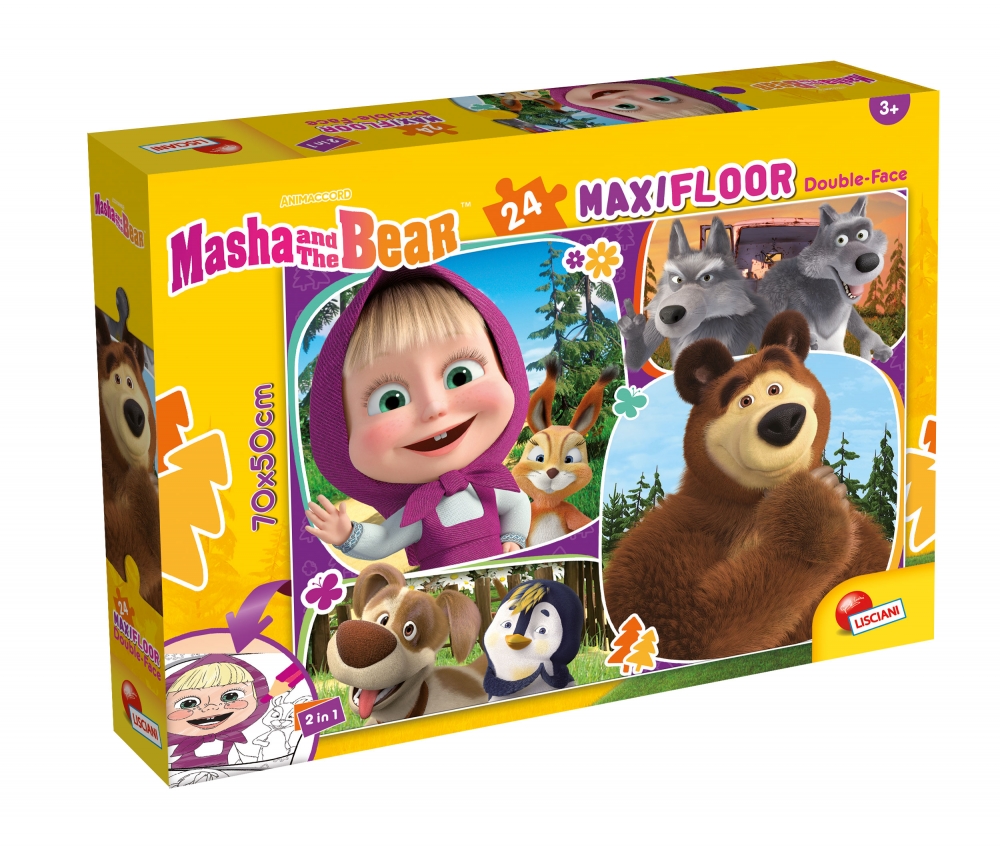 Puzzle, Lisciani, Masha and the Bear, Two-Faced Puzzle 24 Pieces