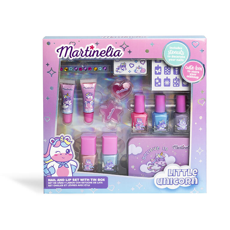 Lip and manicure set in the metal box, Martinelia, 13 pieces