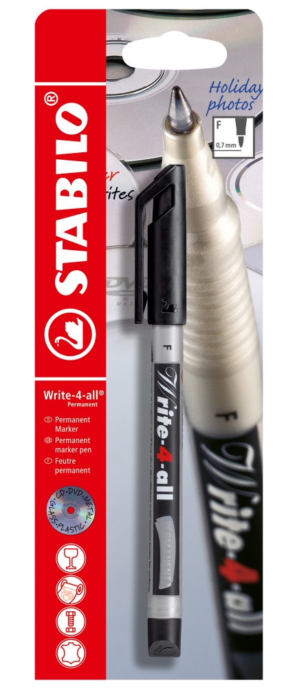 Permanent marker, Stabilo, Write-4-All, Fine F, Black