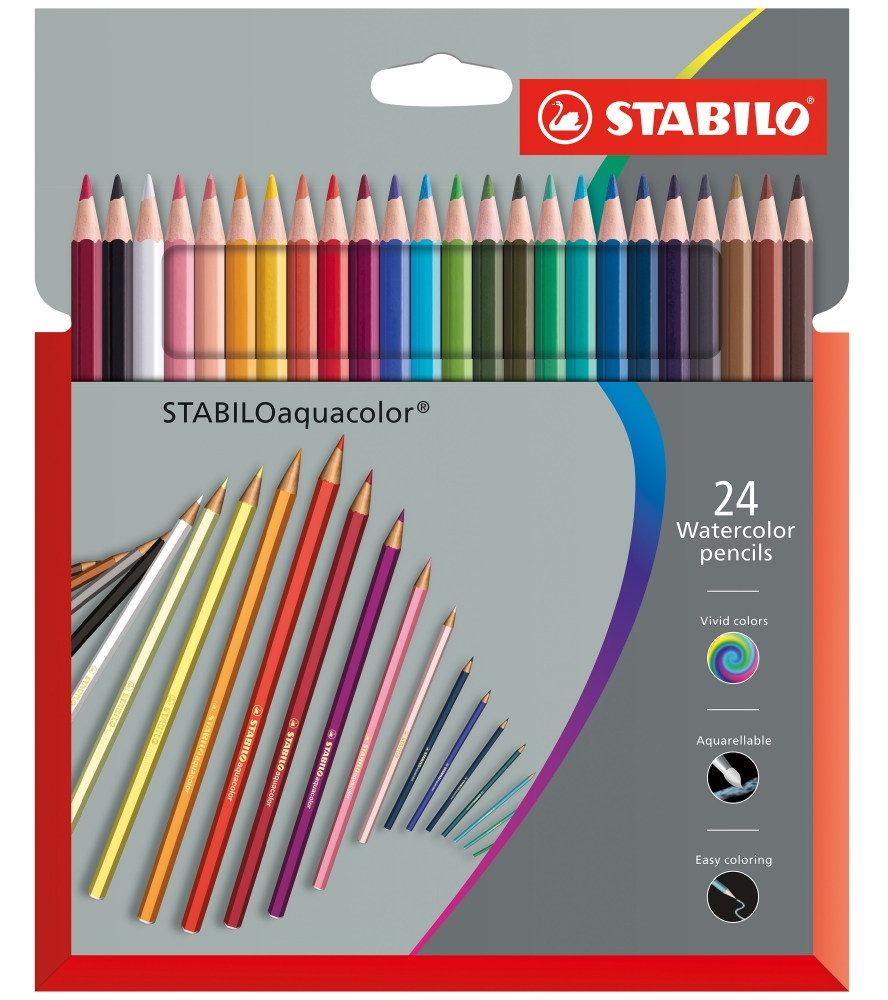 Set of watercolor pencils, Stabilo, 24 colors