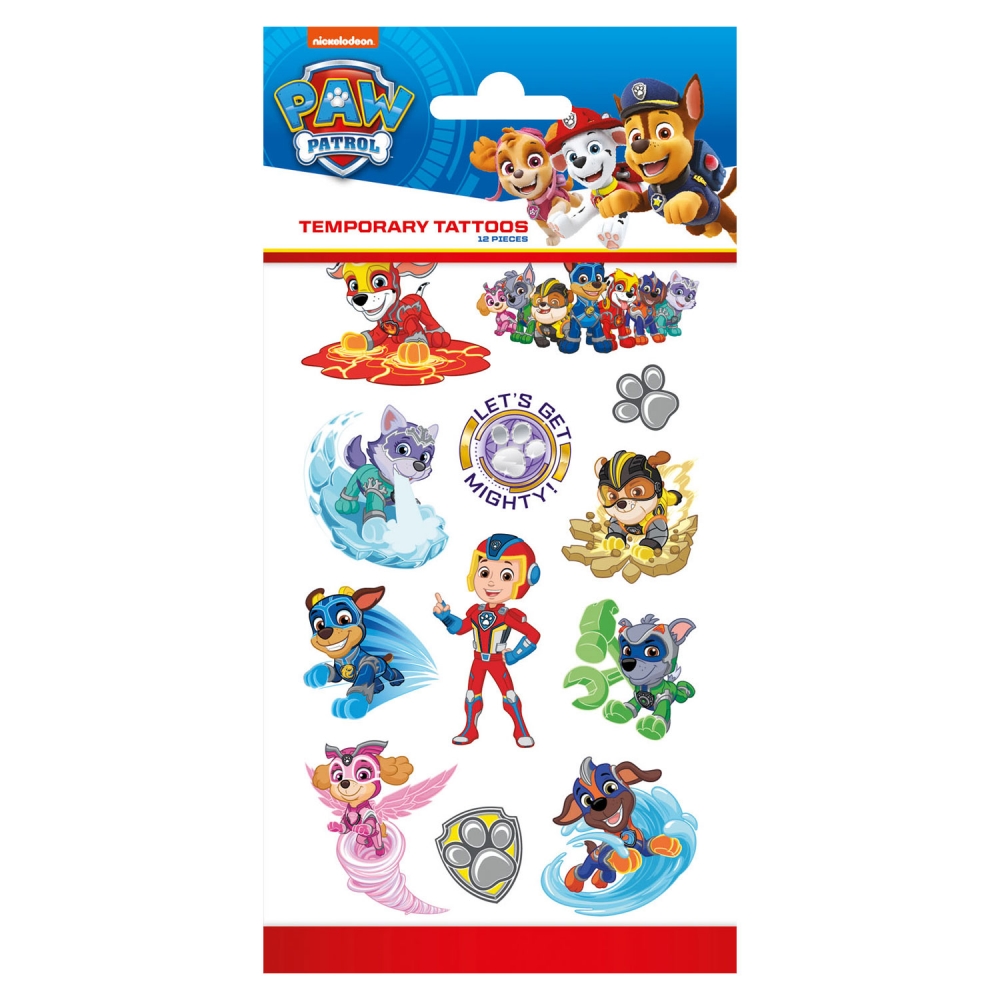 Set of tattoos, Totum, Paw Patrol, Mighty Puppies, 12 pieces