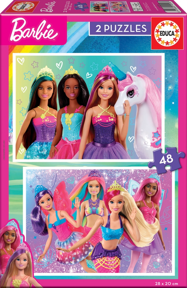 2 in 1 puzzle, Educa, Barbie, 2×48 pieces