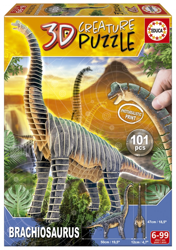 Puzzle, Educa, 3D Brachiosaurus, 101 pieces