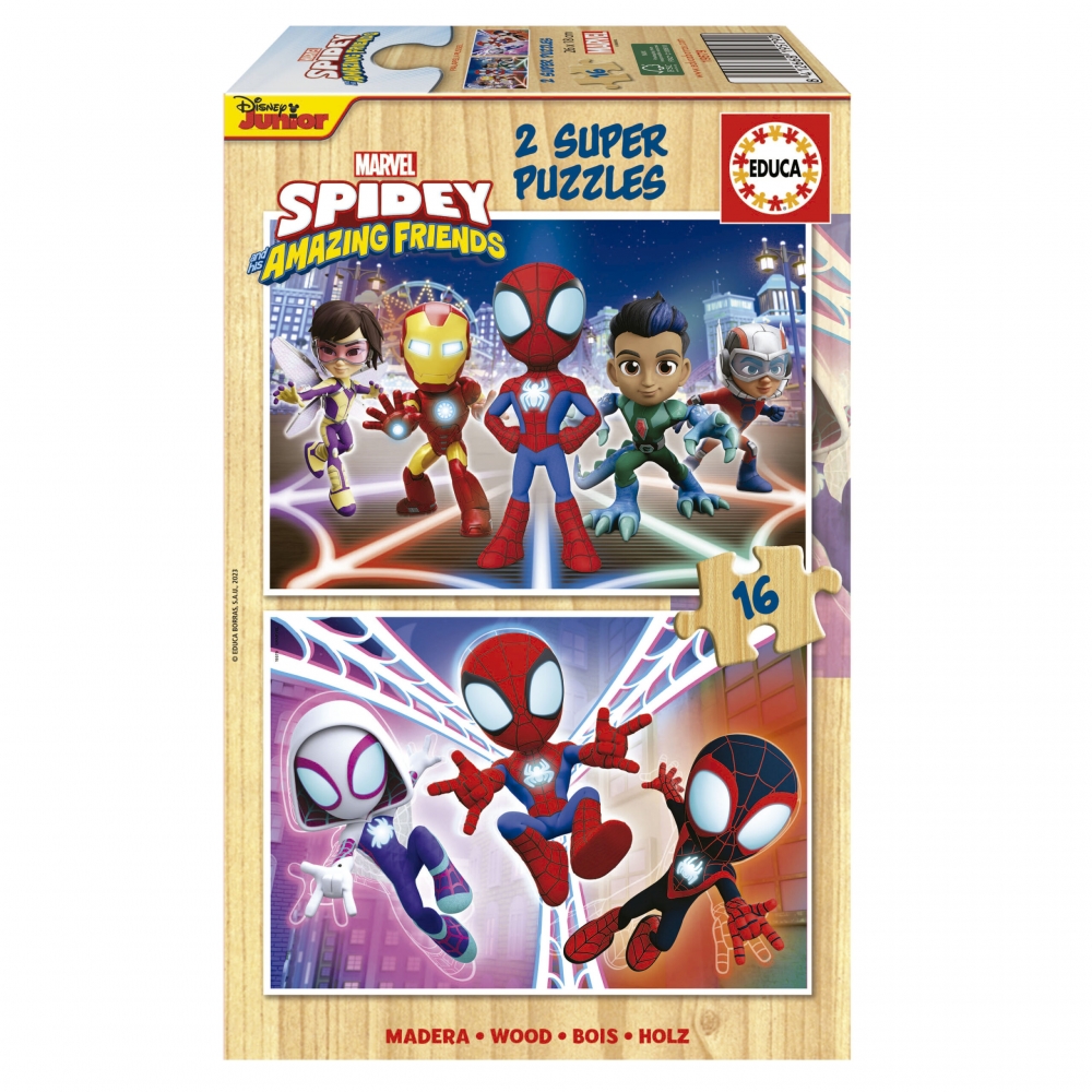 Educa Spidey and his Amazing Friends Wooden Puzzle 2 x 16 Pieces
