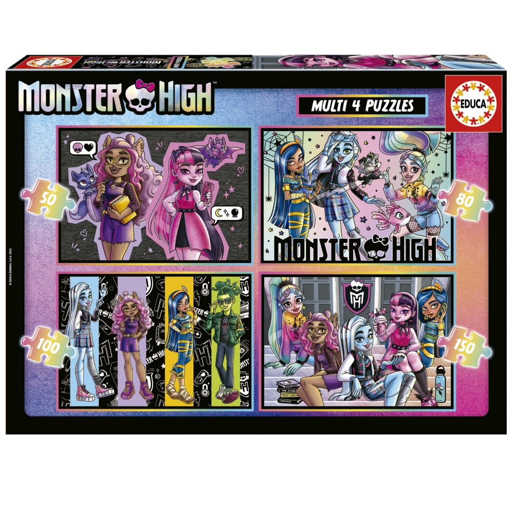 Progressive puzzle, Educa, Monster High 4 in 1, 50/80/100/150 pieces