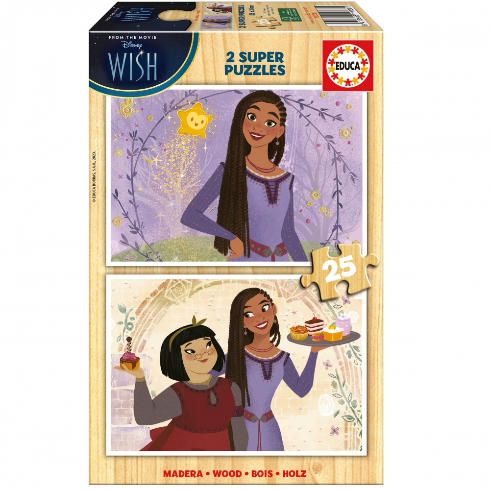 Wooden puzzle, Educa, Wish 2 in 1, 2 x 25 pieces