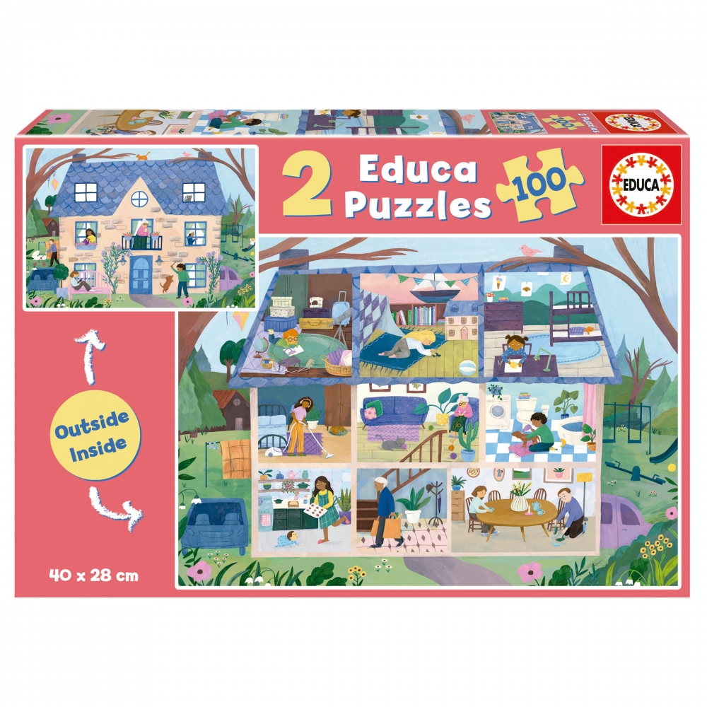 Puzzle, Educa, Inside/Outside, House, 2 x 100 pieces