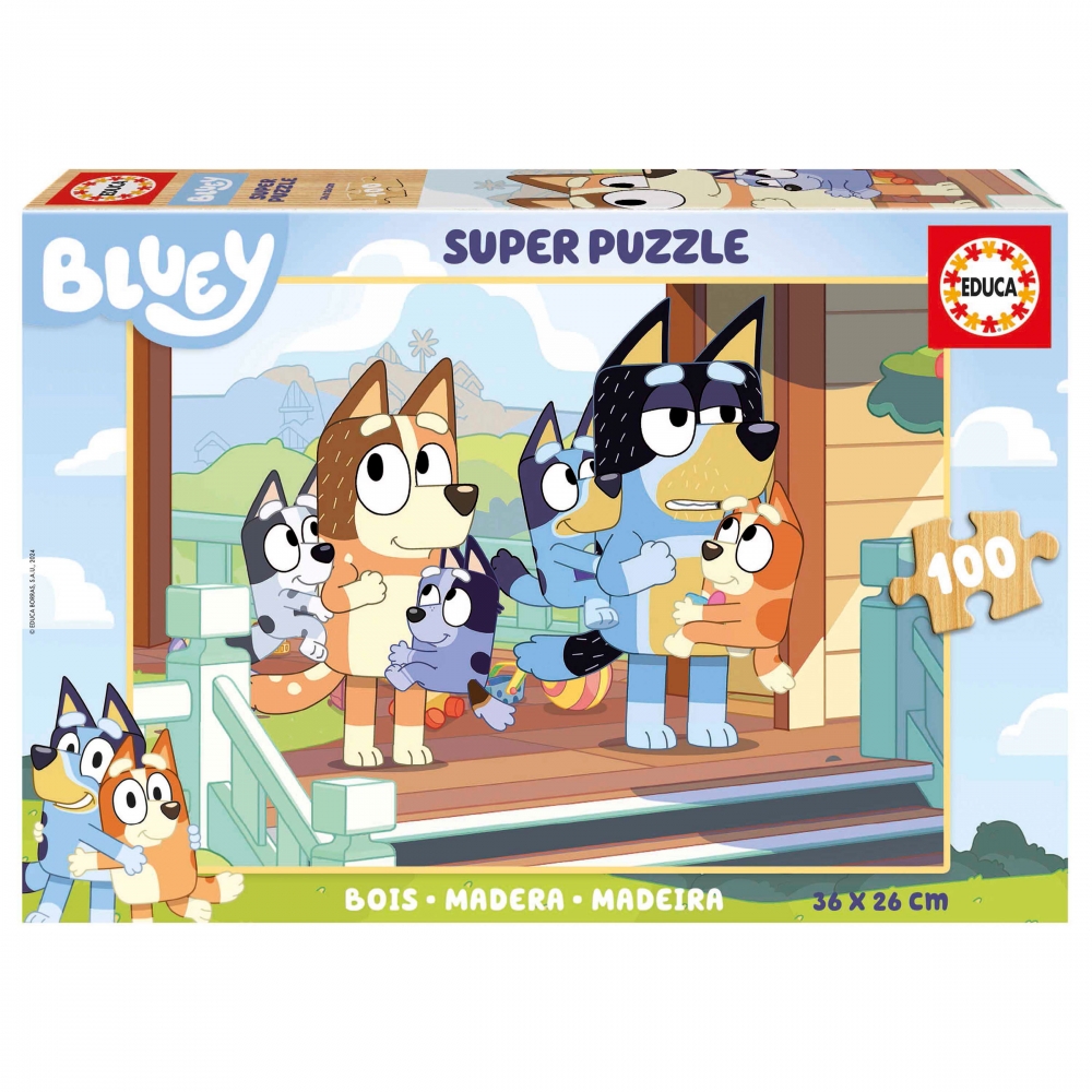 Wooden puzzle, Educa, Bluey, 100 pieces