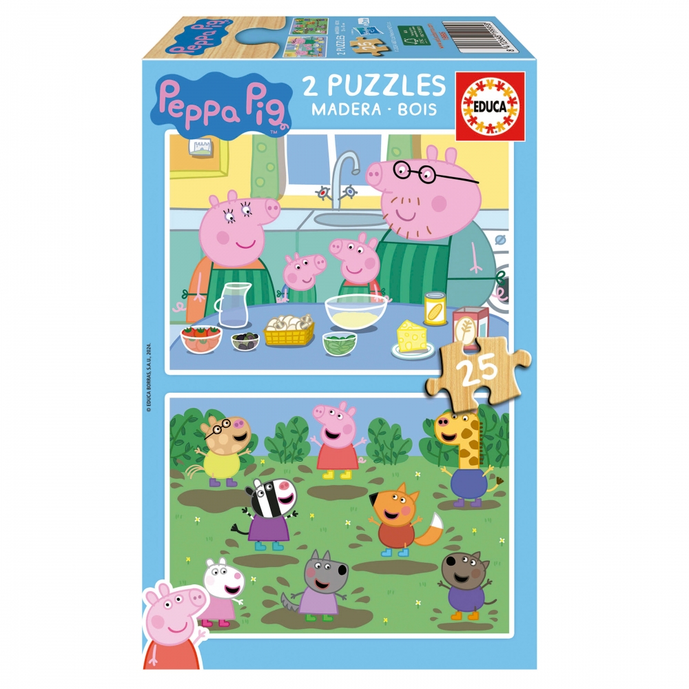 Wooden puzzle, Educa, Peppa Pig, 2 x 25 pieces