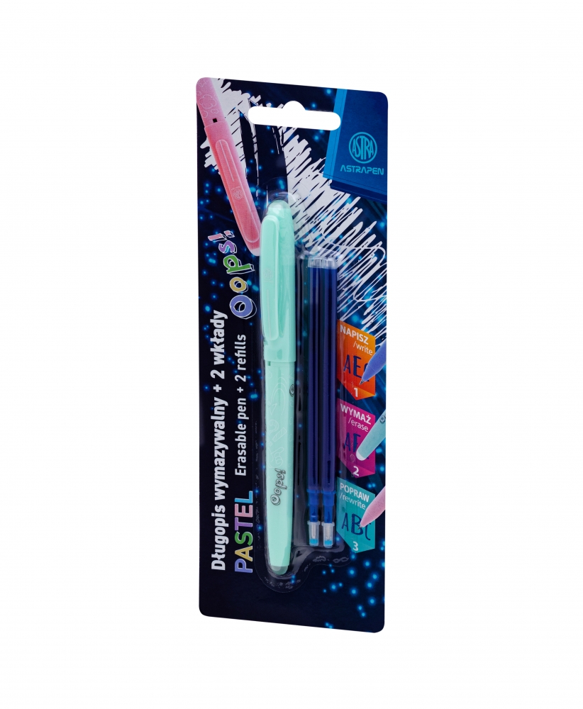 Erasable pen, Astra, Oops, Blister with 2 refills