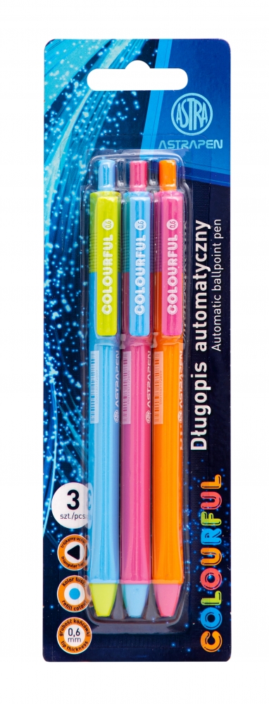 Set of triangular fountain pens, Astra, blister pack of 3 pcs.