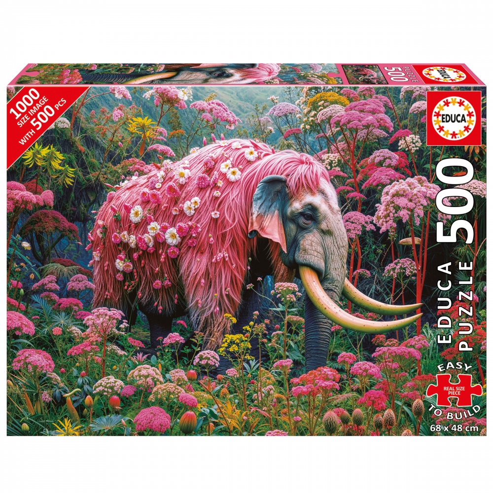 Puzzle, Educa, Elephant with floral motifs, 500 pieces