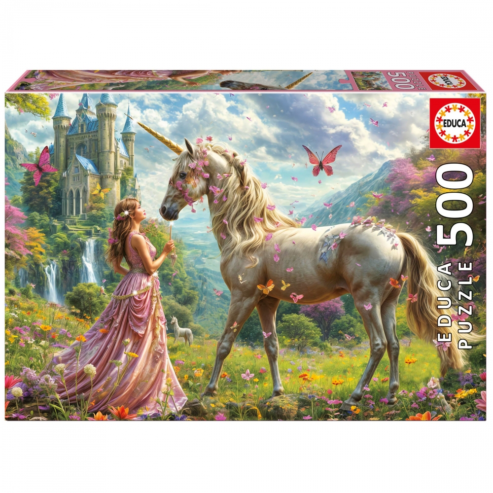 Puzzle, Educa, Fairies, unicorns and butterflies, 500 pieces