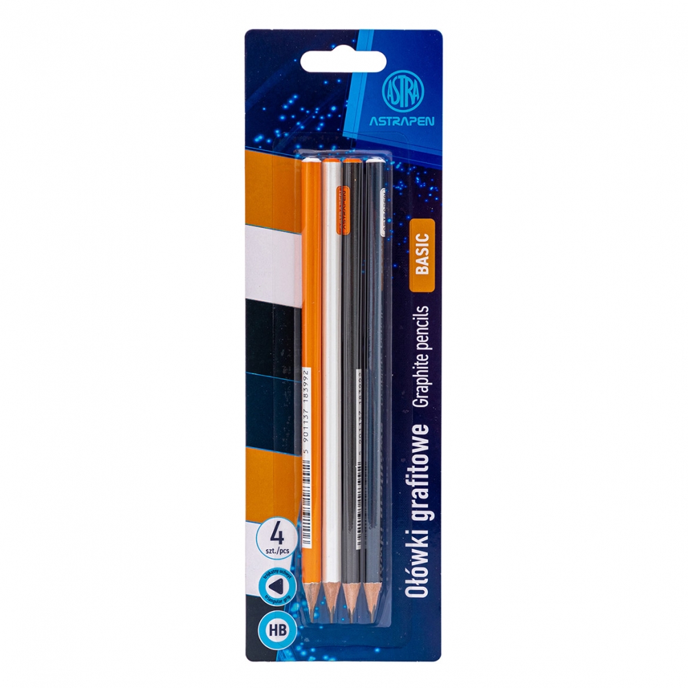 Set of triangular graphite pencils, HB ASTRAPEN -Classic, 4 pcs. blister