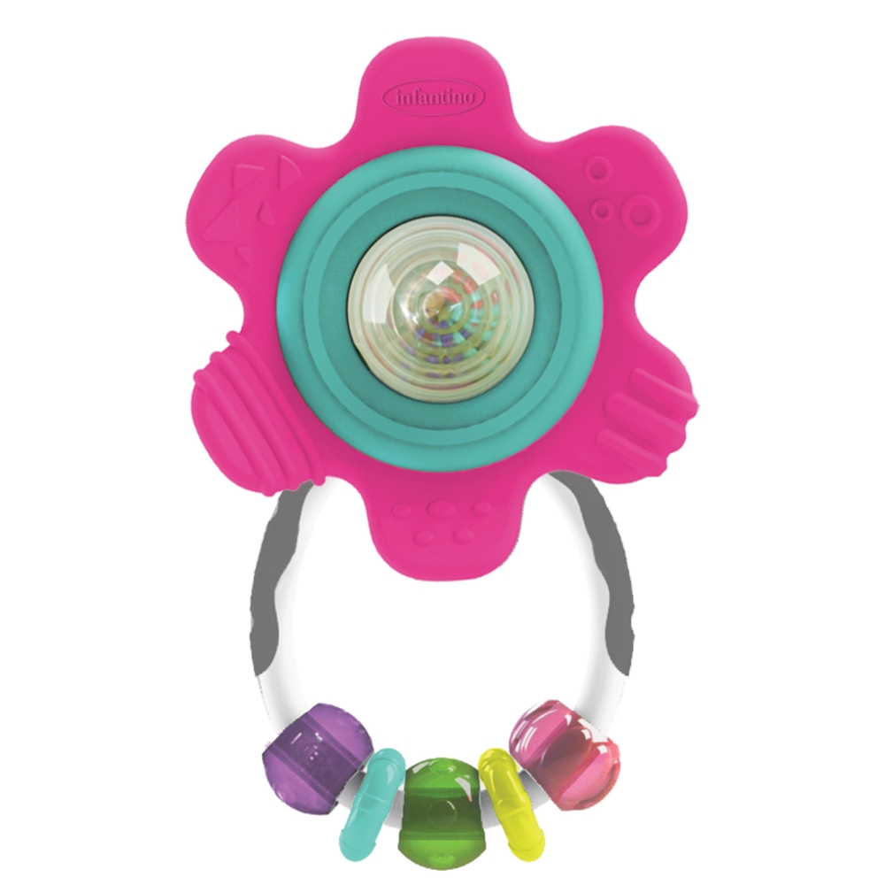 Rotating baby rattle and teether, Infantino, Pink