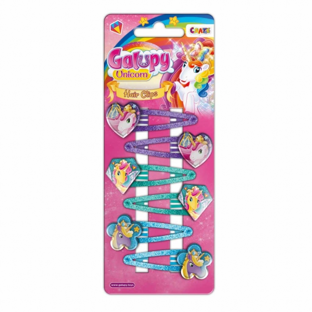 Set of hair clips, Craze, Galupy Unicorn, 6 pieces