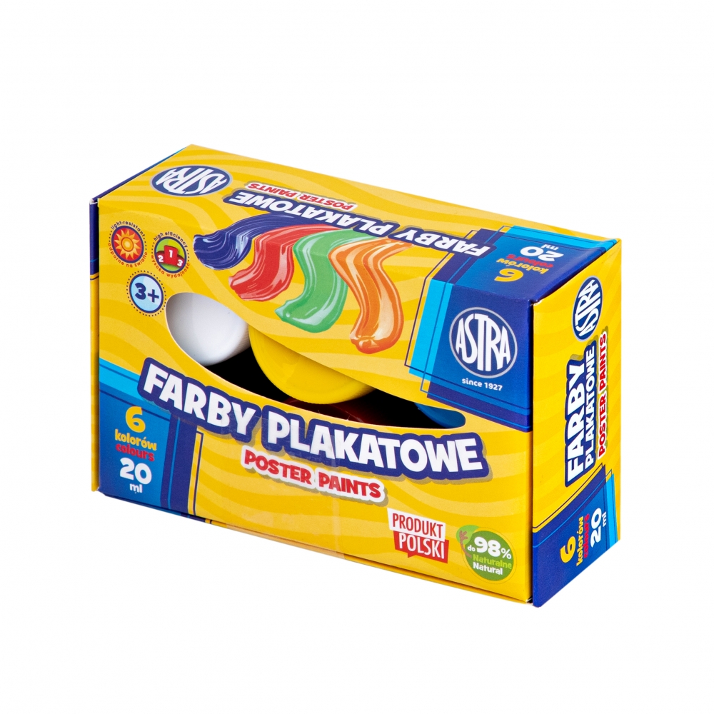 Tempera paint set, Astra, 6 colors, 20 ml