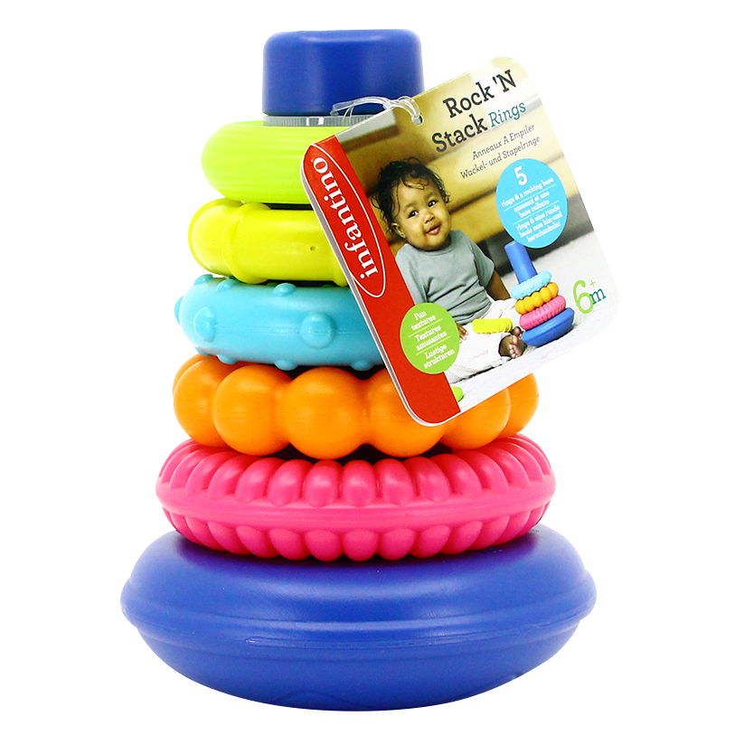 Pyramid with rings for stacking, Infantino, Blue
