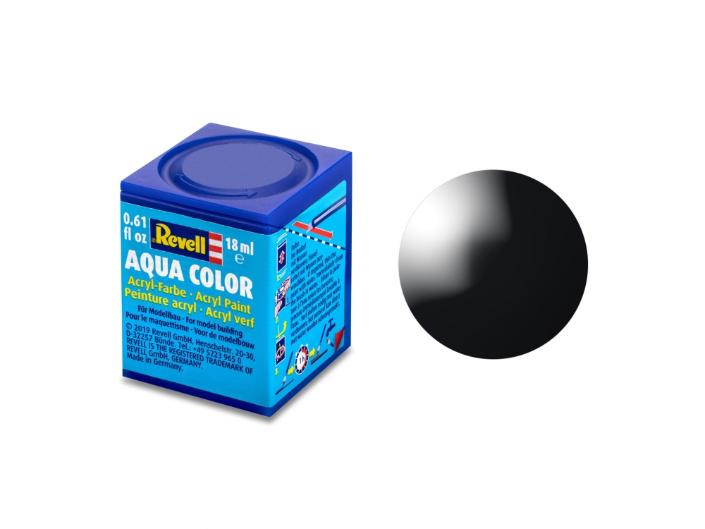 Acrylic paint, Revell, Aqua Color, Gloss Black, 18 ml