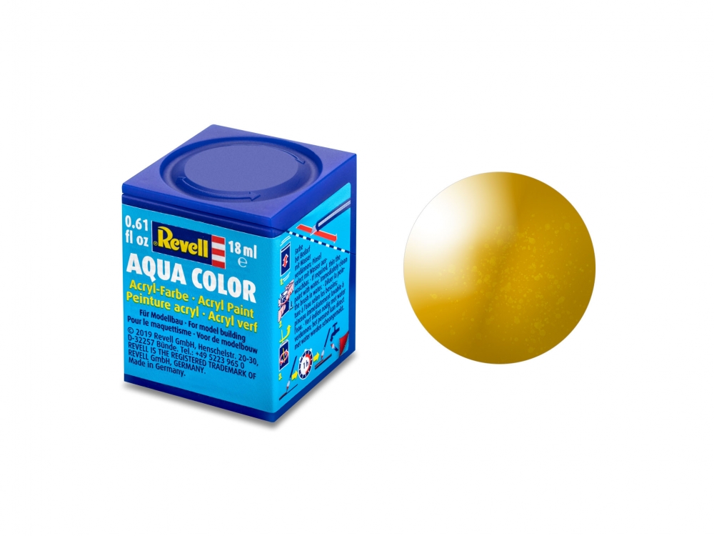Acrylic paint, Revell, Aqua Color, Brass metallic, 18 ml