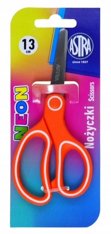 Ergonomic student scissors, Astra, Neon, 13 cm