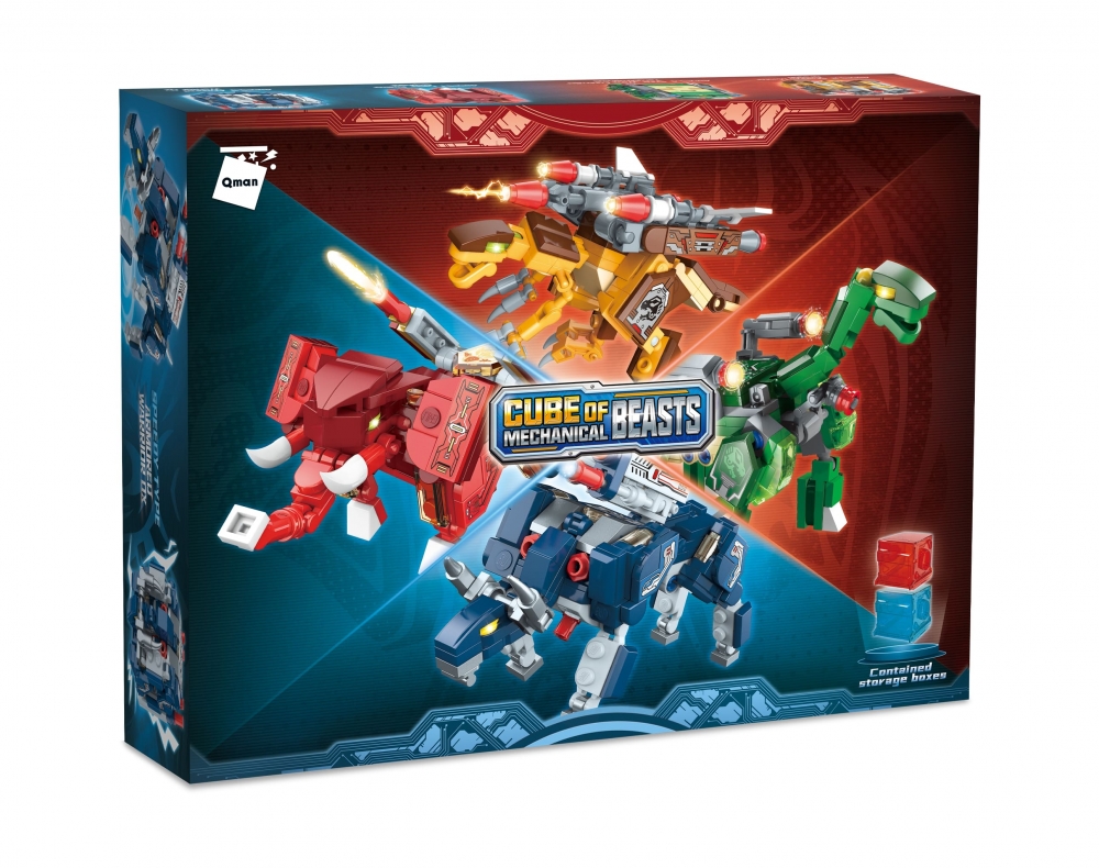 Constructor, Qman, Mechanical Beasts, Cube with armored monsters, 177 parts