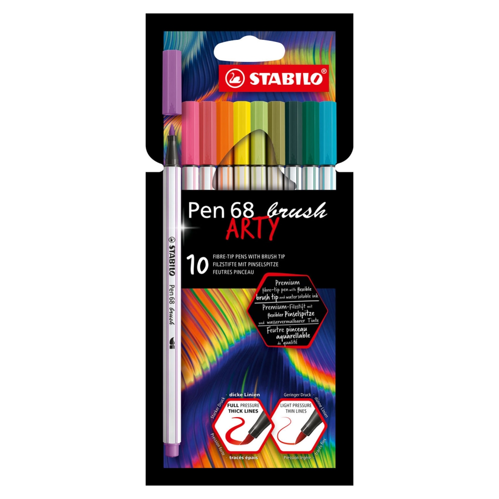 Set of markers, Stabilo, Pen 68 Brush Arty, 10 Colors