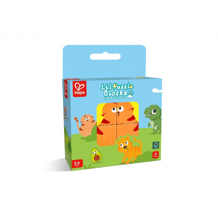 Small wooden puzzle with cubes, Hape, 4 pieces