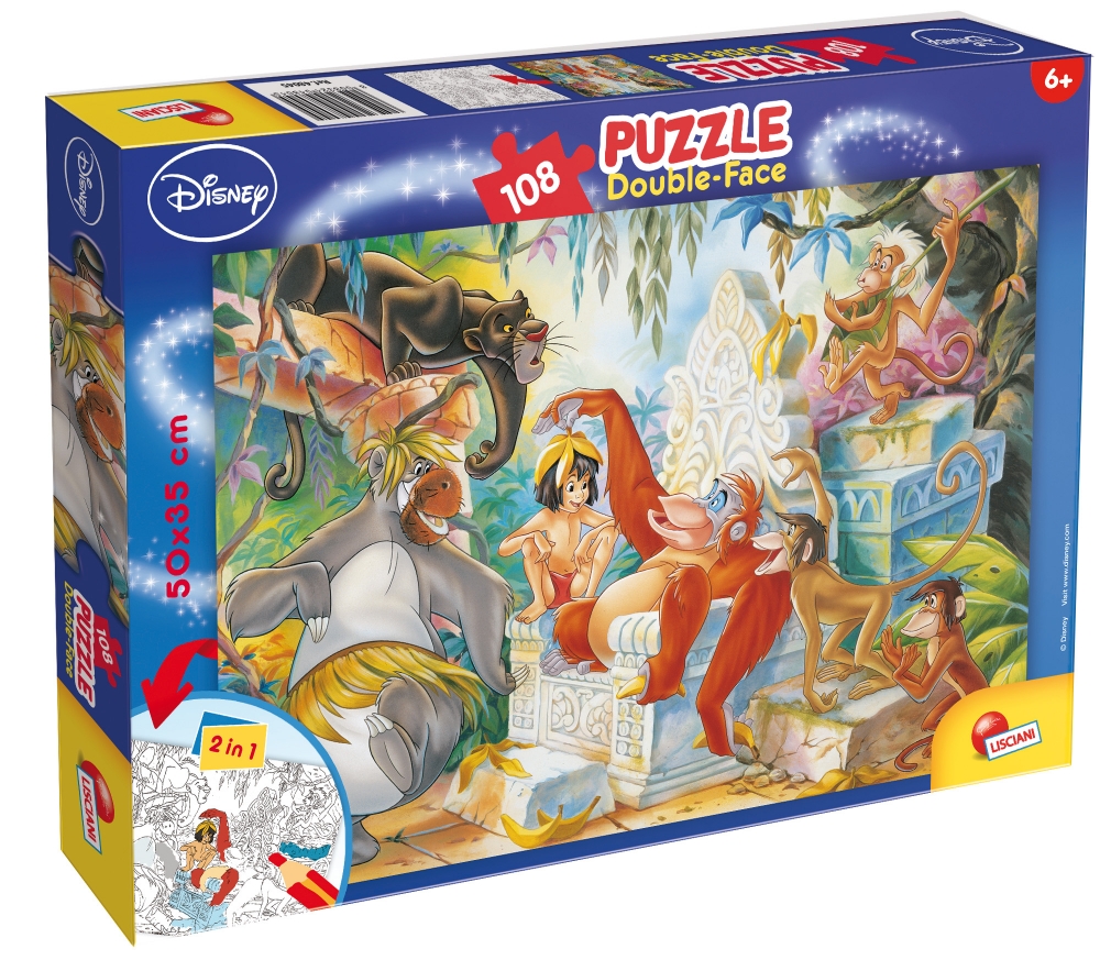 Puzzle, Lisciani, Cartea Junglei, Puzzle cu două fețe 108 piese