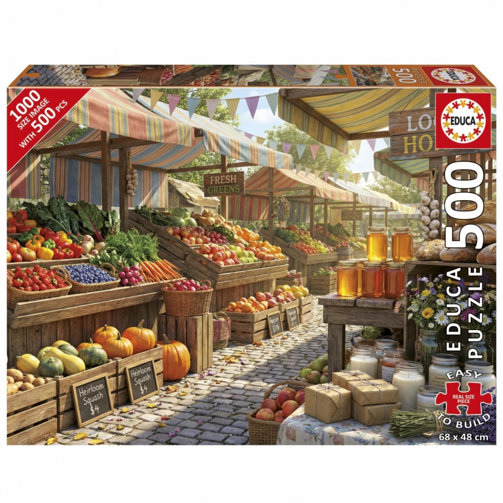 Puzzle, Educa, Sunny Farmer′s Market PLUS, 500 pieces