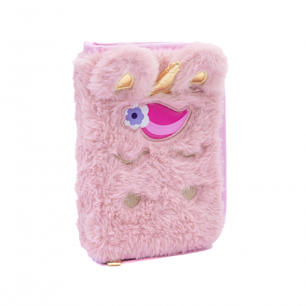 Triple vanity case with accessories ASTRABAG Fluffy unicorn, AC31, 20.5 x 13 x 6 cm