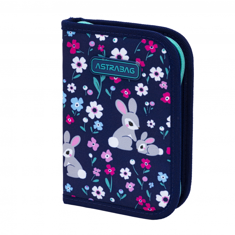 Single pencil case with accessories, Astra, Bunnies, AC11, 20 x 14 x 3.5 cm