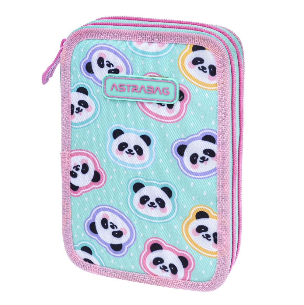 Double pencil case without accessories, Astra, Panda, AC2, 20.5 x 13 x 4.5 cm