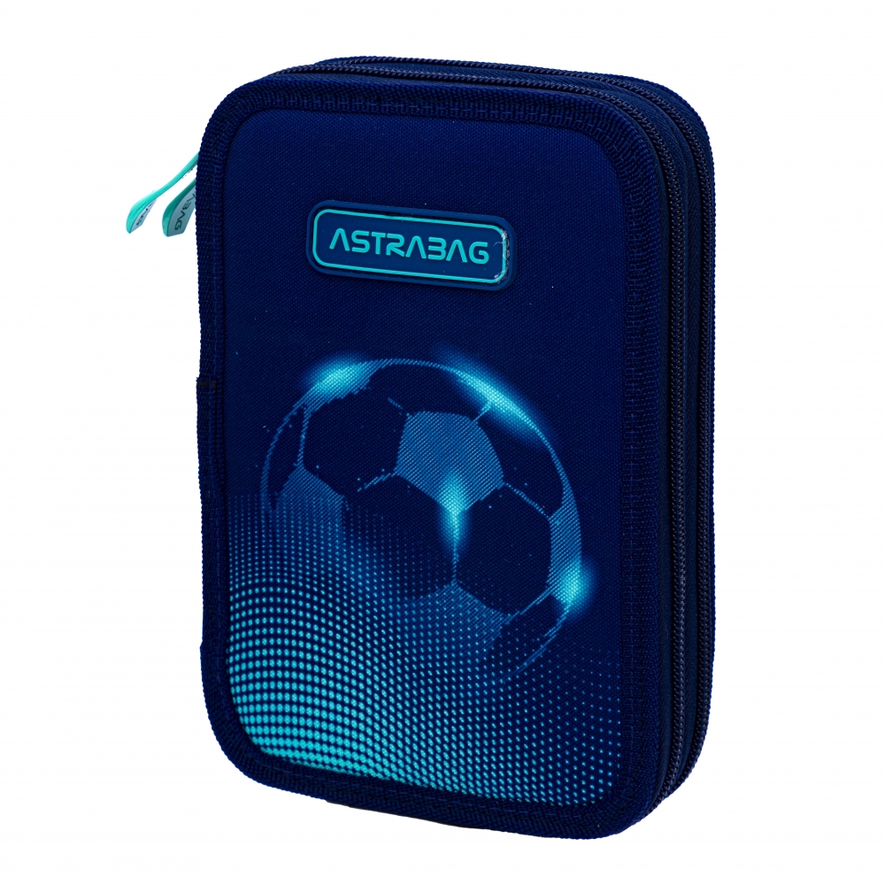Double pencil case without accessories, Astra, Football light, AC2, 20.5 x 13 x 4.5 cm